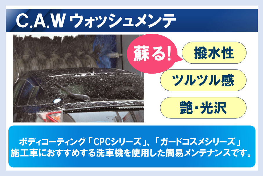 ，C.A.Wウォッシュメンテ，メンテナンスメニュー、